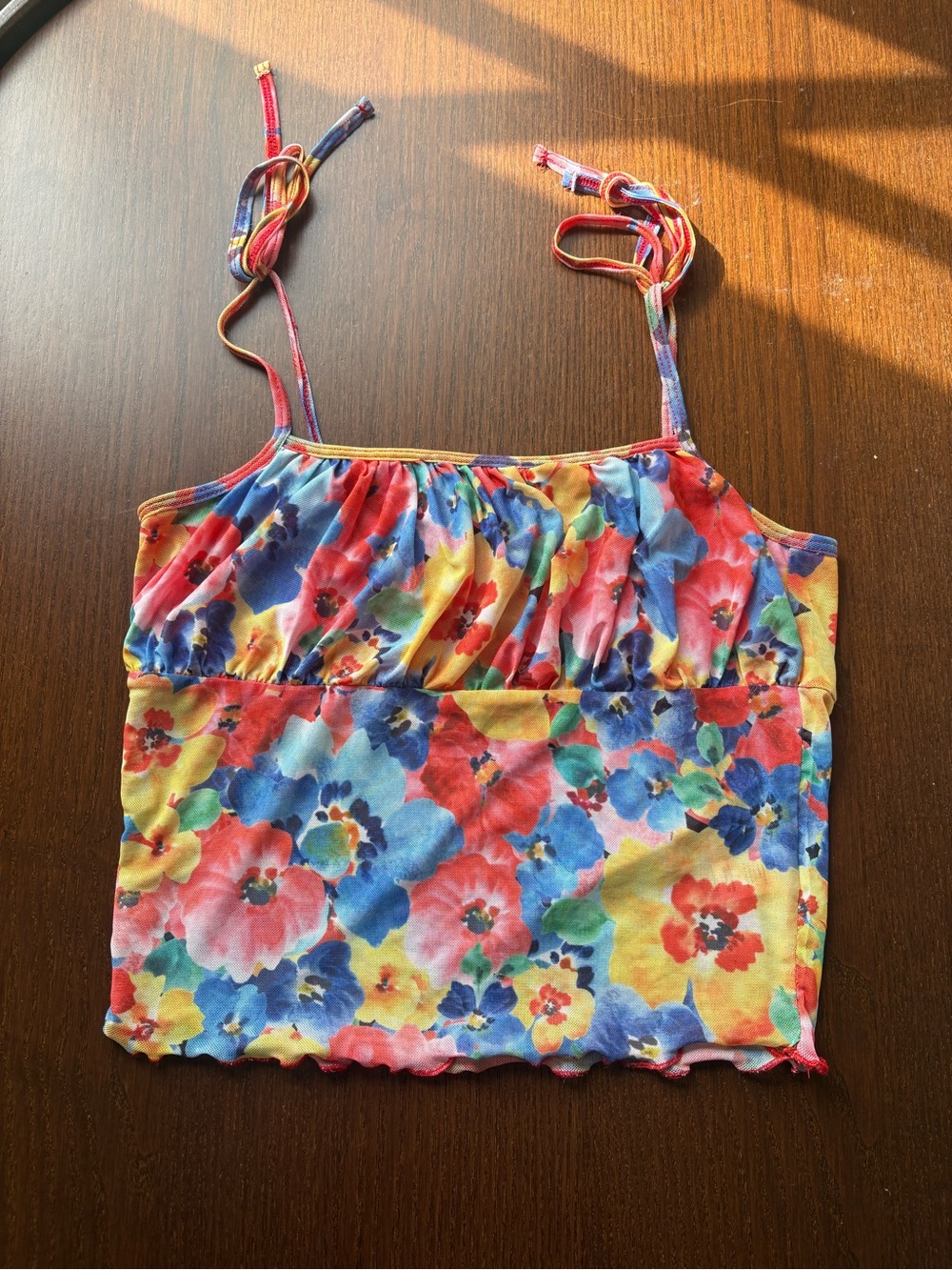 Vintage Floral Tie-Shoulder Cami